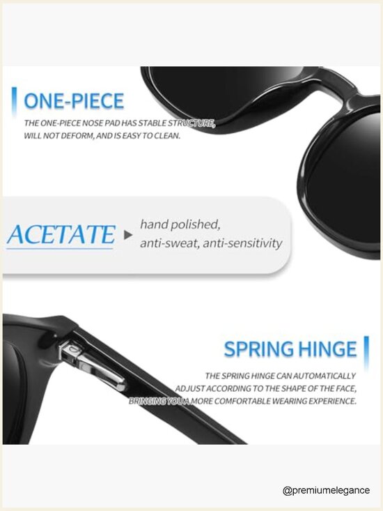 Polarized Square Acetate Sunglasses UV Protection Retro Keyhole Shades Unisex main image 3